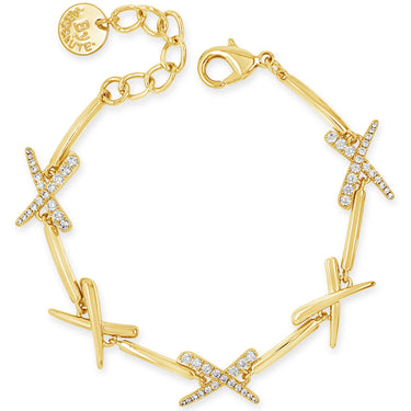 Gold bracelet with star designs on a white background