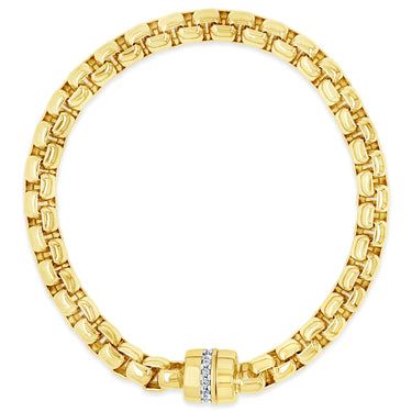 Gold bracelet with a clasp on a white background