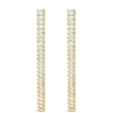 Absolute Gold & Clear Crystal Baguette Long Drop Earrings