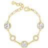 Absolute Gold & Clear Crystal Square Pendant Link Bracelet