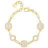 Absolute Gold & Opal Square Pendant Link Bracelet