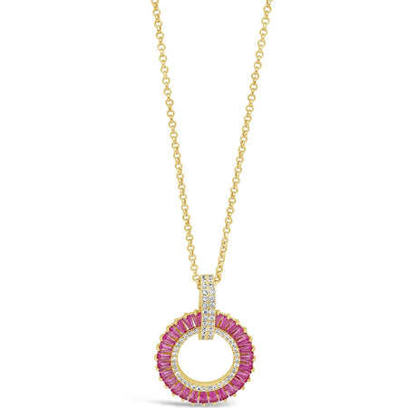 Absolute Gold & Pink Baguette Halo Necklace