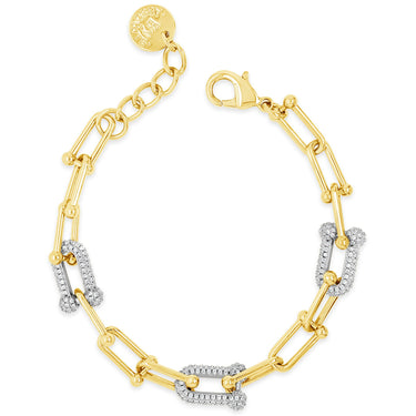 Gold and silver bracelet on a white background