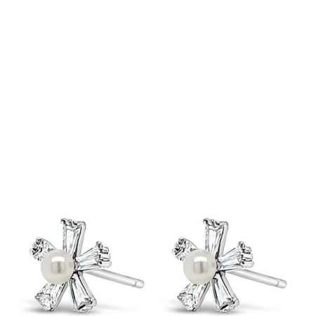 Absolute Kids Silver Flower Design with Pearl Centre Earrings