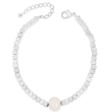 Absolute Silver & Pearl Dainty Cube Bracelet
