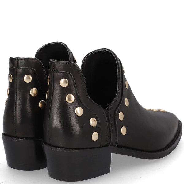 Alpe Black Leather Low Cut Ankle Boots