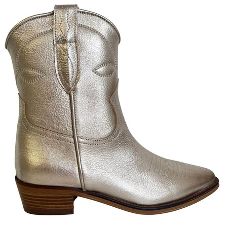 Alpe Western Style Leather Boots - Metallic Gold