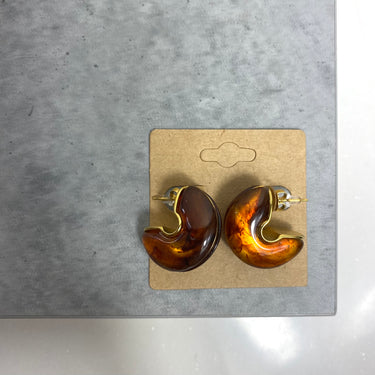 BeJeweled At Soul Gold Amber Stone Chubby Hoop Earrings