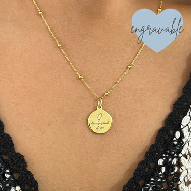 BeJeweled Bespoke Gold Disc & Chain - 'Always proud of you'