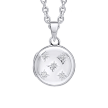 ladies small silver round locket with crystals