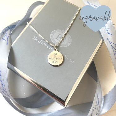 BeJeweled Bespoke Silver Disc & Chain - 'Always proud of you'