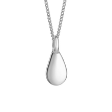 ladies engravable silver teardrop pendant on silver chain
