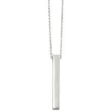 ladies silver drop vertical bar necklace which can be engraved