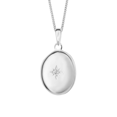 ladies silver oval locket necklace engravable