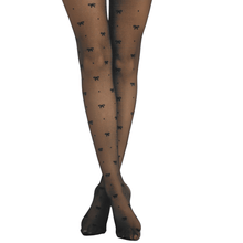 ladies black bow patterned tights