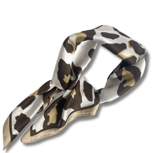 ladies neck scarf with brown and cream leopard design