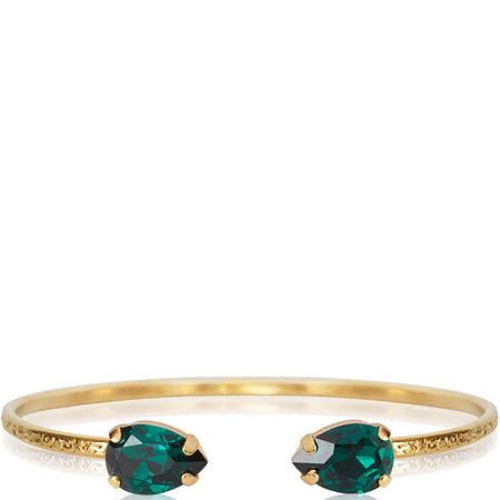 Caroline Svedbom Gold Petite Drop Bangle - Emerald