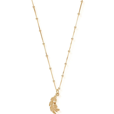 ChloBo Bobble Chain Heart In Feather Necklace - Gold