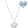 Silver necklace with a round pendant on a white background, featuring the brand 'Engravable'.