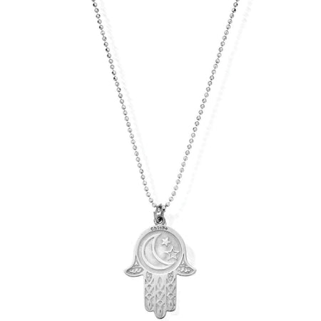 ChloBo Diamond Cut Chain Moon And Star Hamsa Hand Pendant Necklace