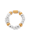 Bracelet with gold and silver beads on a white background