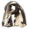 Brown and beige patterned scarf on a white background