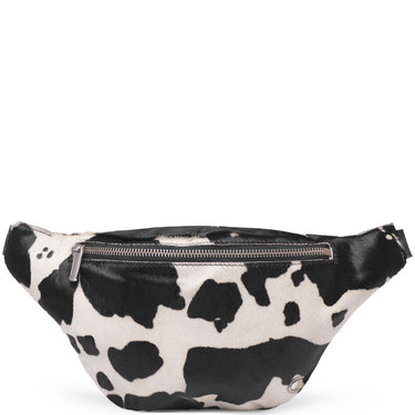 Black and white cow print fanny pack