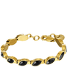 Gold bracelet with black stones on a white background