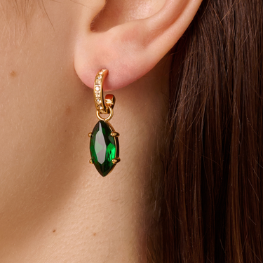 DYRBERG/KERN Junipe Gold Hoop Drop Earrings - Emerald Green