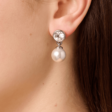 DYRBERG/KERN Naomi Pearl Silver Small Drop Earrings