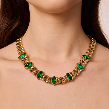 DYRBERG/KERN Punica Gold Necklace - Emerald Green
