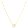 Gold necklace with a heart-shaped pendant on a white background
