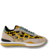 Sneaker with leopard print pattern on a white background