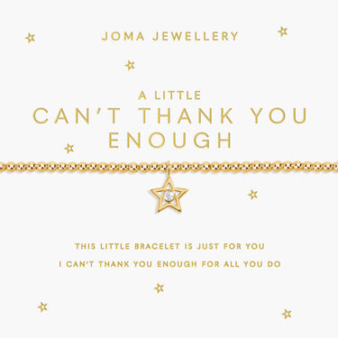 Gold bracelet with star charm on a Joma Jewellery card