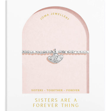 Joma Jewellery bracelet on a pink card with 'Sisters Are A Forever Thing' text