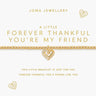 Gold bracelet with heart design on a Joma Jewellery card