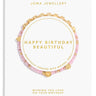 Joma Jewellery birthday card with a beaded bracelet design on a white background