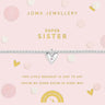 Joma Jewellery 'Super Sister' bracelet packaging on a white background