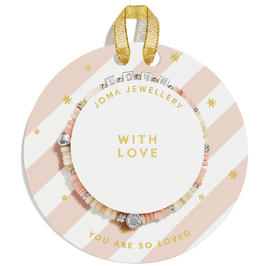 Joma Jewellery bracelet on a decorative circular card with 'With Love' text