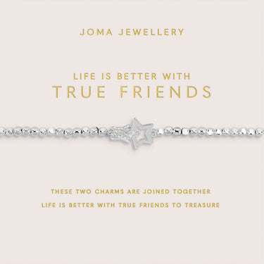 Silver bracelet with star charm on Joma Jewellery card