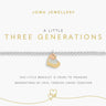 Joma Jewellery 'Three Generations' bracelet on a white card with gold heart charm