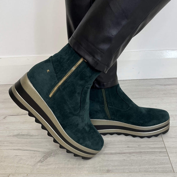 Kate Appleby Croston Wedge Boots Dark Green