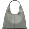 Gray handbag with a visible brand name on a white background
