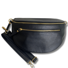 Large Black Leather Sling Bag
