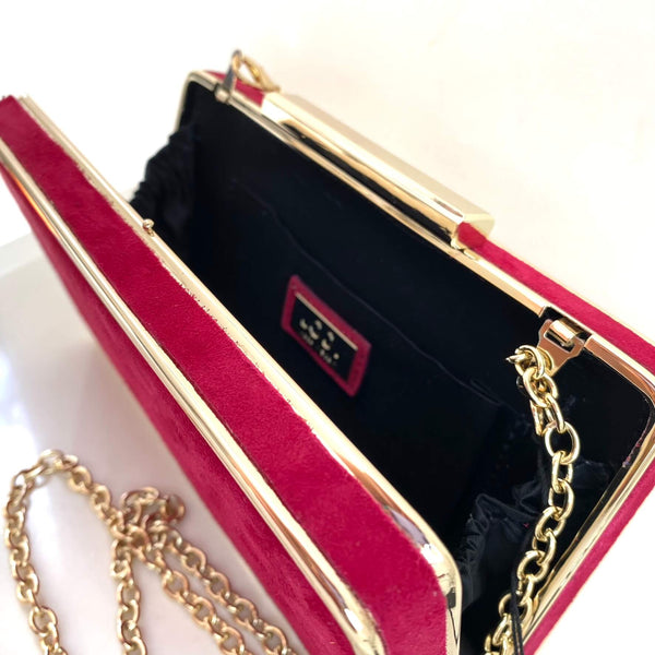 Dark pink suede hot sale clutch bag