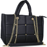 Menbur Black Quilted Shoulder Bag With Gold Chain Strap