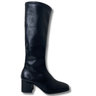 Black knee-high boot on a white background