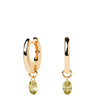 PDPAOLA Gold Green Lily Hoop Earrings
