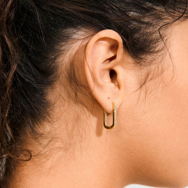 Pilgrim Phase Gold Oval Hoop Crystal Earrings