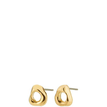 Gold earrings on a white background